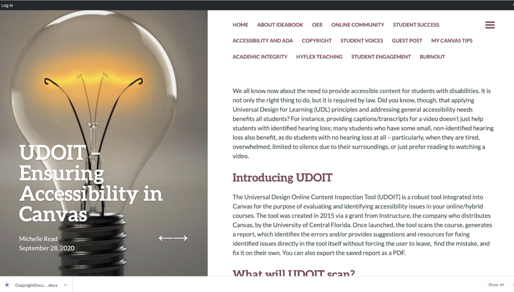 UDOIT- Ensuring Accessibility for All blog post screenshot